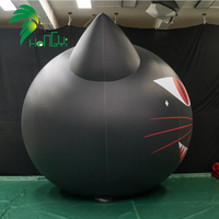 Ballon publicitaire gonflable personnalisé en forme de chat noir Hongyi 2026, en bâche PVC, avec logo LED
