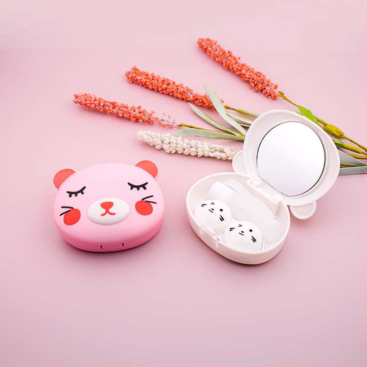 Portable Mini Box Container Contact Lens Travel Kit Case Holder with L and R Caps Tweezers Wearing Stick