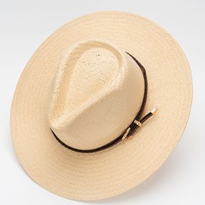 Sombrero de Paja Tejido de Ala Ancha con Hebilla Decorativa, Estilo Jazz, para Protección Solar al Aire Libre, Playa y Pesca, Nuevo Producto de Verano - Product Image 4