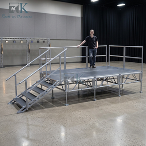 Quick Install Aluminum Complete <b>Set</b> Stage with Stairs & Railings Modular Platform Stage - Product Image 1