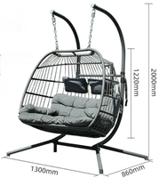 Chaise suspendue en osier pour 2 personnes, avec support, robuste, double balançoire, chaise hamac pour patio et jardin, directement de l'usine