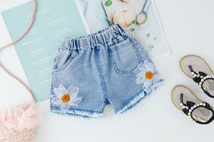 Conjunto de Ropa Casual de Verano para Niñas, Camiseta de Algodón con Mangas de Pétalo + Pantalones Cortos, Conjunto de 2 Piezas, Ropa para Niños - Product Image 5