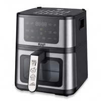 Friteuse à air RAF 5.0L 1700W+500W 2 en 1 avec plaque grill détachable, commande tactile numérique, circulation d'air à 360°, nettoyage facile, cuisine R.5228