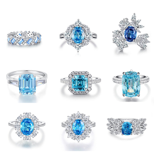 Luxury S925 Sterling Silver Ice Flower Cut Ring with Sapphire Set - Stylish Engagement and Wedding Ring for Women - Product Image 1