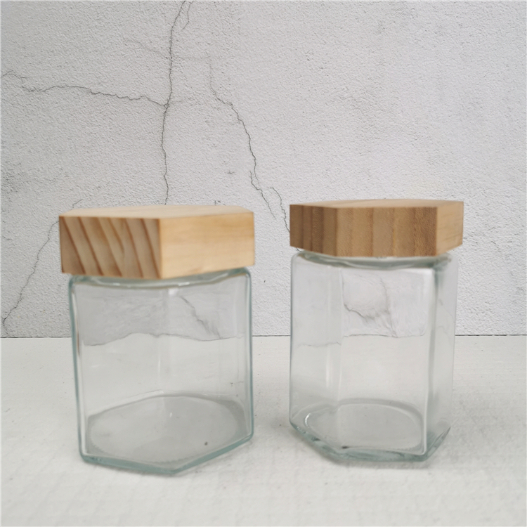 350ml Hexagonal Shape Glass Jar for Honey Jam Food Storage High Quality Bottle Hot Selling Product