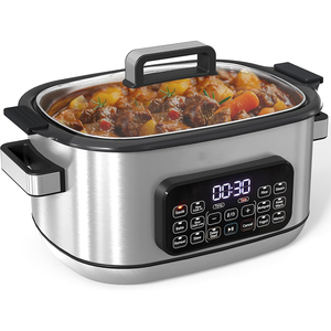 Casserole multifonction programmable 6,5 QT 1250W avec couvercle en verre trempé pour cuisson sous vide, rôtissage, cuisson au four, sauté, yaourt et maintien au chaud - Product Image 1