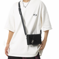 Sac à bandoulière minimaliste en cuir PU avec barre métallique, sac messager fin à rabat pour homme, usage quotidien professionnel