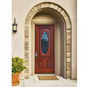 Pintu kayu keamanan pintu masuk besi tempa Perancis desain pintu depan badai bingkai masuk ganda keamanan pintu logam villa modern