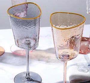 Verre à vin rouge en forme de marteau avec bordure dorée, style créatif, en verre, cristal, rose, gris, vin, <span class=keywords><strong>champagne</strong></span>, gobelet européen, offre spéciale, <span class=keywords><strong>2022</strong></span> - Product Image 2