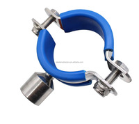 Support de tuyau en acier inoxydable sanitaire 304, collier de serrage rond, support de tuyau avec caoutchouc noir