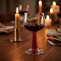 Verre à vin à pied rouge en cristal français vintage, à nervures spirales, pour champagne