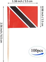 100pcs Baru Bendera Tusuk Gigi Trinidad dan Tobago dan Bendera Negara Lainnya, Mini Stick Cupcake Topper Dekorasi