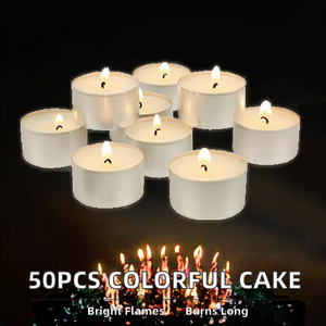 50pcs/set Birthday Party <b>Supplies</b> Wedding <b>Cake</b> Candles Safe Flames Dessert <b>Decoration</b> Colorful Multicolor Wax Candles 6 Hours - Product Image 2
