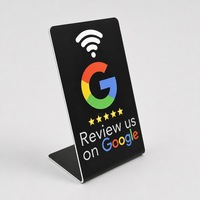 Support en acrylique NFC avec logo personnalisé pour les avis Google et les commandes de restaurant - Carte d'avis Google à étiquette blanche