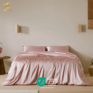 Personalizar Queen King Size 4 piezas Color sólido Seda plana Sábanas ajustadas Fabricante 100% Juegos de cama de seda - Product Image 1