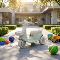Trottinette Électrique 3 Roues pour Enfants, Design Rétro, Lumière LED, Panier Avant, Repose-Pieds Antidérapant, Véhicule Porteur pour Enfants – Approvisionnement Direct Usine