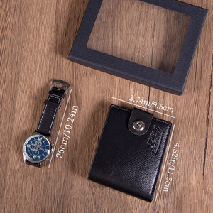 Set Regalo Aziendale Personalizzato con Logo Stampato, Souvenir <span class=keywords><strong>per</strong></span> <span class=keywords><strong>San</strong></span> <span class=keywords><strong>Valentino</strong></span>, Regalo <span class=keywords><strong>per</strong></span> <span class=keywords><strong>Fidanzato</strong></span>, Festa del Papà, Orologio al Quarzo e Portafoglio - Product Image 2