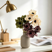 Offre Spéciale – Bouquet de fleurs artificielles d'anémone effet naturel, lot de 5 têtes, pour la maison, les mariages, les centres de table, la fête des Mères, les remises de diplômes