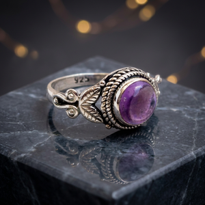 Natural <b>Amethyst</b> Stone 925 Sterling <b>Silver</b> <b>Ring</b> Handmade Gemstone <b>Amethyst</b> Antique <b>Silver</b> <b>Ring</b> - Product Image 1