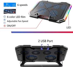 Кулер NUOXI с 6 вентиляторами, регулируемая складная охлаждающая подставка RGB для ноутбука - Product Image 3