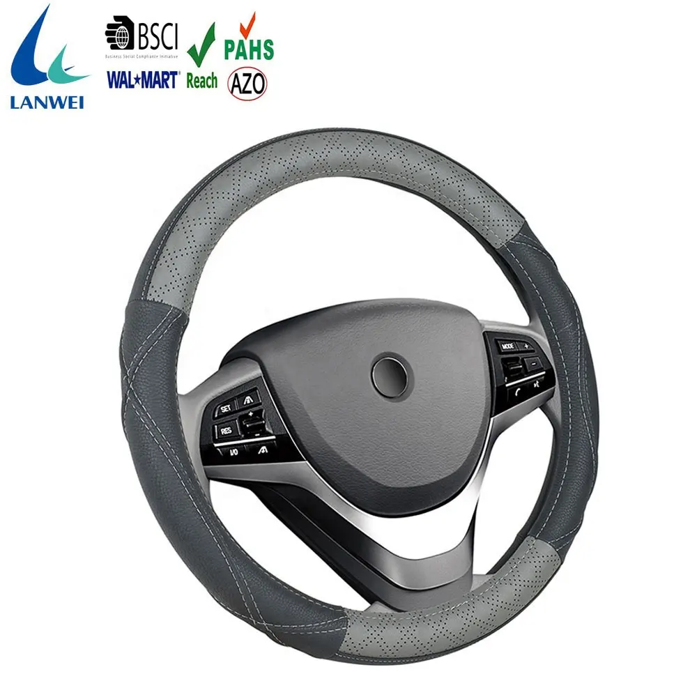 Hot sell car accessories cheap leather braid boys lovely steering wheel cover