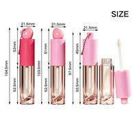 Flacon vide pour huile à lèvres 3,8 ml, design Kawaii mignon, avec décor cœur et fraise, chaîne pendentif et couvercle côtelé, flacon transparent pour gloss à lèvres