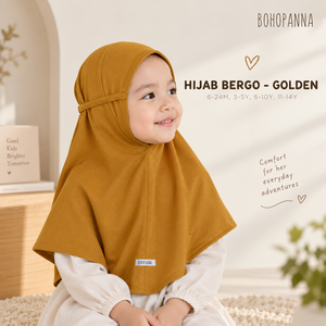 Hijab Bergo BOHOPANNA pour filles, couleur unie, tenue modeste quotidienne, 6-24 mois, 3-5 ans, 6-10 ans, 11-14 ans, léger, toutes saisons - Product Image 1