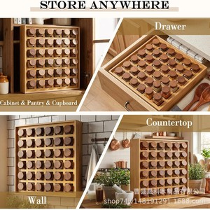 Wooden Spice Rack <b>Wall</b> Mounted 6 Tier Drawer Style <b>Storage</b> Box For Kitchen Organization - Product Image 5