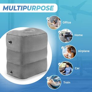 Sandaran Kaki Perjalanan Tiup, Bantal Kaki Portabel untuk Balita Anak-anak dan Orang Dewasa, Tempat Tidur Pesawat Udara Cepat Dapat Disesuaikan - Product Image 5