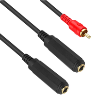 Câble d'extension répartiteur 1 vers 2 6,35 mm femelle-femelle vers adaptateur RCA pour microphone et audio