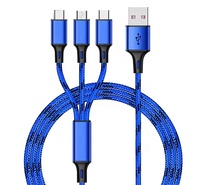 Câble de charge USB 3 en 1 pour téléphone mobile Android, chargeur multiple, lumière, micro type C, OEM ODM, logo personnalisé, 66W 6A 1,25M 2M