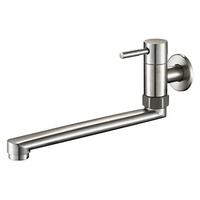 Robinet mural simple eau froide en acier inoxydable 304 brossé pour usage domestique, commercial, balcon et bassin de lavage