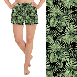 Atacado OEM Personalizado Nova Praia de Secagem Rápida Calças Soltas Moda Feminina Folhas Tropicais Imprimir Jogger Shorts