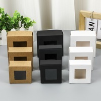 Petite boîte vide en papier kraft brun recyclé avec fenêtre en PVC, personnalisée, faite à la main, pour cadeaux et artisanat