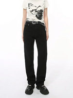 Jean cigarette slim léger noir délavé taille mi-haute style coréen tendance pour homme