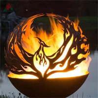 Boule de feu en acier corten, sphère métallique creuse, décoration, foyer, sphères métalliques de jardin