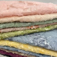 Tissu brodé à sequins en maille 100 % acrylique, ruban tridimensionnel brodé de sequins pour femmes