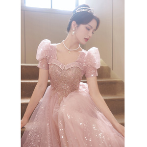 S0931R 2025 Summer New Style Temperament Sweet fairy Annual Meeting Art Exam Puff Sleeve Princess Evening Dress - Product Image 1