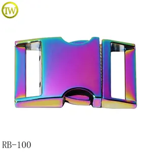 Good quality handbag buckles supplier rainbow hardware zinc alloy adjustable side release clasp buckle for belt