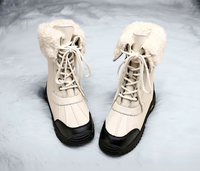 Bottes d'hiver imperméables pour femmes, logo personnalisé OEM ODM, doublure polaire, bout rond, mi-mollet, à lacets, antidérapantes, chaudes, pour la randonnée en extérieur