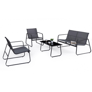 Elegante funcional y Muebles practico Muebles de jardin modernos hierro gris conjunto de 4 piezas divano de exterior de textileno - Product Image 1