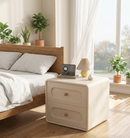 Petite table de chevet moderne de style médiéval minimaliste avec tiroirs, armoire de chevet, table de chevet étroite en noyer, adaptée à la chambre à coucher