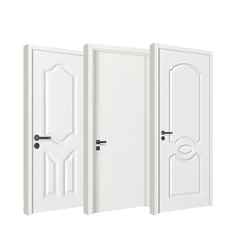 Moulded Wooden Doors for houses white primer glass interior panel doors waterproof fireproof cheap hollow core