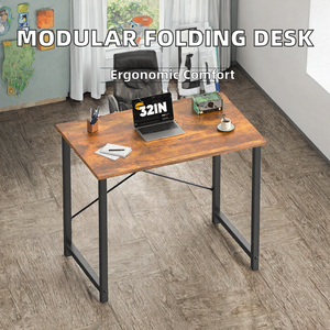 Escritorio de Computadora Ergonómico Plegable Modular Multifuncional con Estantería, Ahorro de Espacio - Escritorio de Estudio junto a la Cama, Diseño Moderno con Marco de Metal - Product Image 2