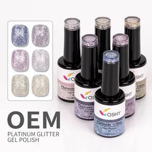 OEM créez votre propre marque d'ongle Super Shine Glitter Gel Polish uv led Soak Off platinum gel polish