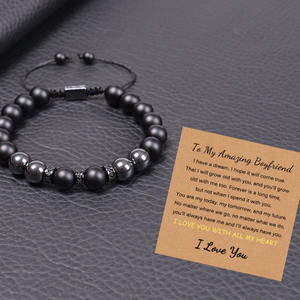 Pulsera de regalo de piedra curativa de cristal de piedras preciosas curativas naturales para novio amado padre hombres <span class=keywords><strong>a</strong></span> granel con <span class=keywords><strong>palabras</strong></span> inspiradoras - Product Image 2