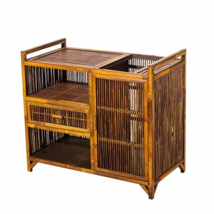 Bamboo Tea Cabinet With Storage Shelves And Drawer For Tea Ceremony Home Furniture Display Rack - Product Image 3