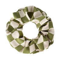 IFOND usine directe rétro damier 11cm tissu chouchou avec OEM ODM couleur personnalisée élastique pour queue de cheval pour les femmes tenue décontracté