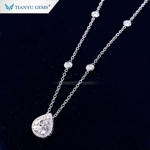 TIANYU GEMS Collier Pendentif Femme en Or 14/18K Personnalisé avec Moissanite Taille Poire, Sertissage Clos, Forme Goutte d'Eau - Product Image 2