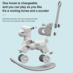 Mainan papan keseimbangan dorong keamanan balita, mainan kuda goyang plastik dengan pegangan dorong multifungsi untuk hadiah balita - Product Image 4